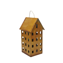 Domek Latarnia Lampion z metalu Żółty 25cm